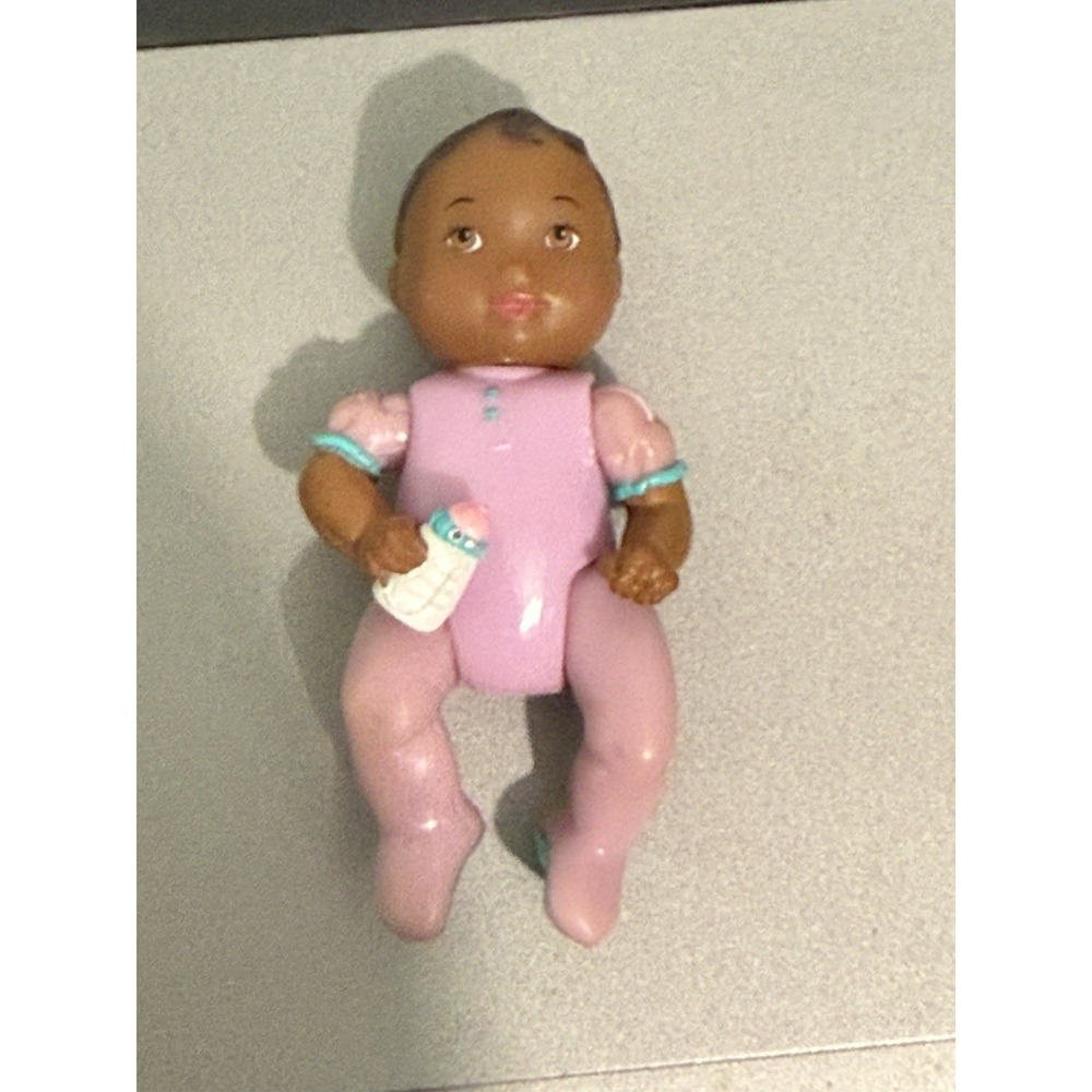Fisher Price Loving Family Dollhouse African American Baby Girl Purple Outfit